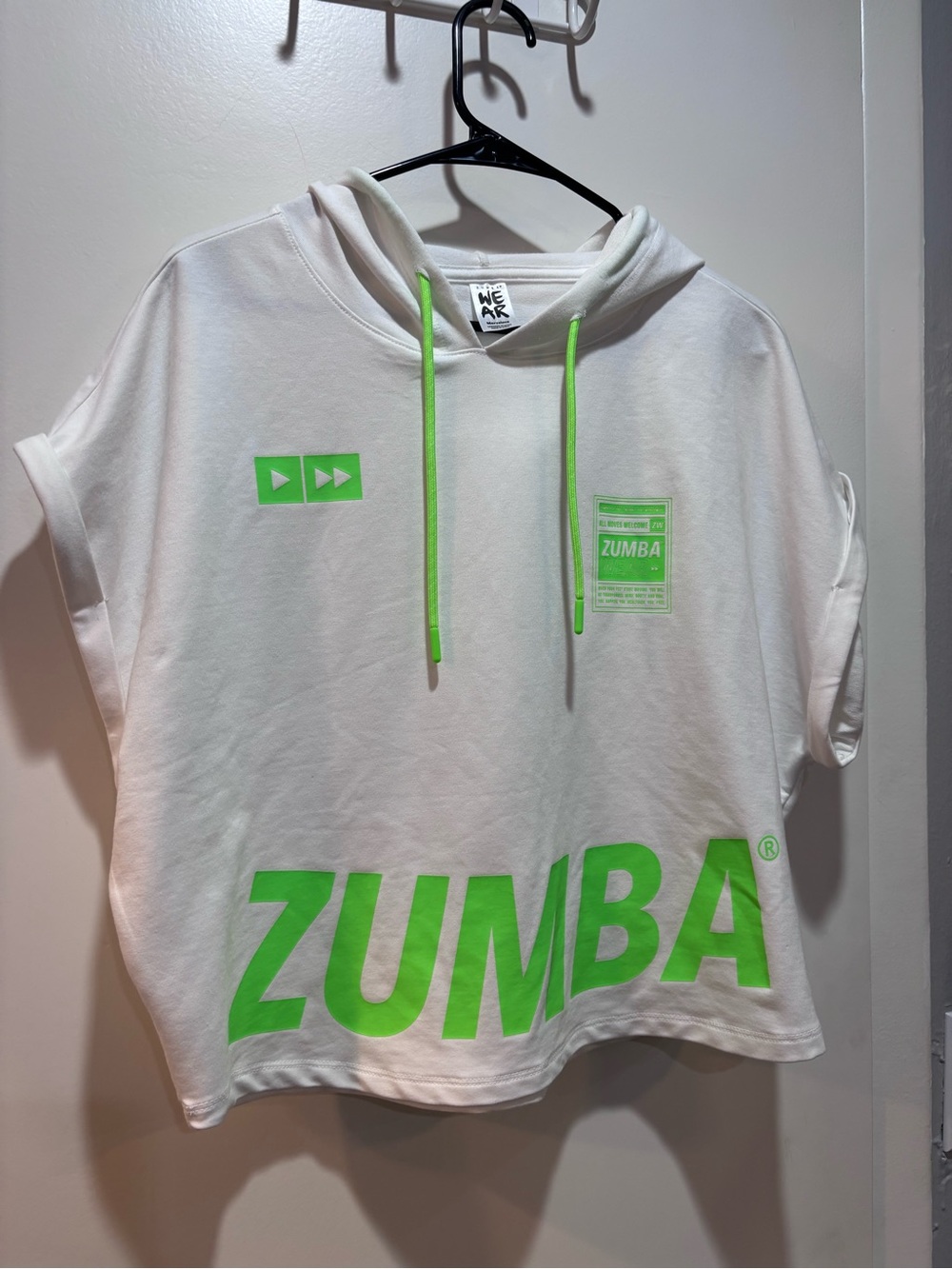 Zumba Fitness White & Neon Green Logo Hoodie Tee